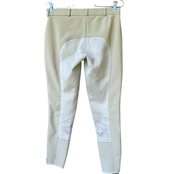 Ladies' Low Rise Full Seat Breeches Size 28 Beige Ribbed Equestrian Riding Pants - Picture 2 of 11